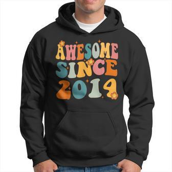 Awesome Since 2014 Birthday 9Th Anniversary Groovy 9 Years Hoodie | Mazezy