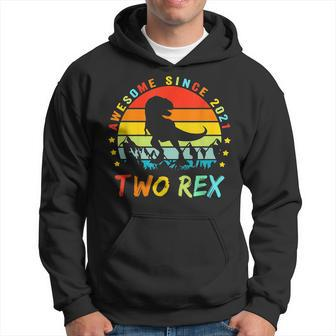 Awesome Since 2021 Two Rex 2Nd Birthday Dinosaur 2 Year Old Hoodie | Mazezy