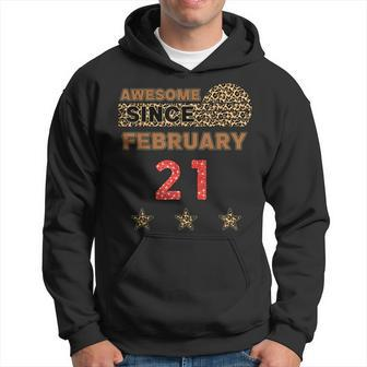 Awesome Since 21. Februar Hoodie, Leopardenmuster Vintage Geburtstag - Seseable