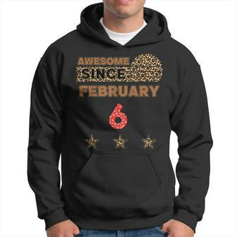 Awesome Since 6. Februar Leopardenmuster Vintage Geburtstags-Hoodie - Seseable