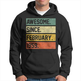 Awesome Since February 1959 64 Years Old Gifts 64Th Birthday Hoodie - Seseable