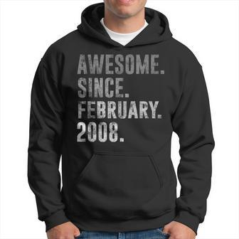 Awesome Since February 2008 14Th Birthday Vintage 2008 Hoodie - Seseable