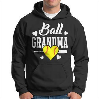 Ball Grandma Softball Love Heart Gifts Mothers Day Hoodie | Mazezy