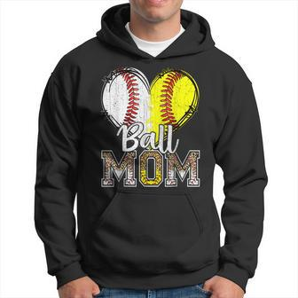 Ball Mom Heart Baseball Softball Mama Mothers Day 2023 Hoodie - Seseable