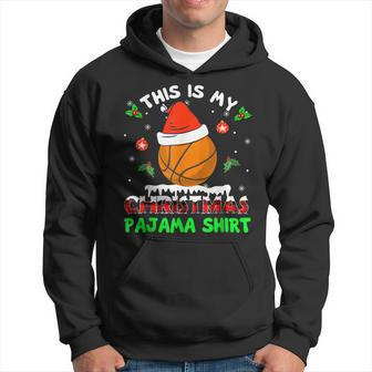 Basketball Santa Hat This Is My Christmas Pajama Red Plaid Men Hoodie - Thegiftio UK
