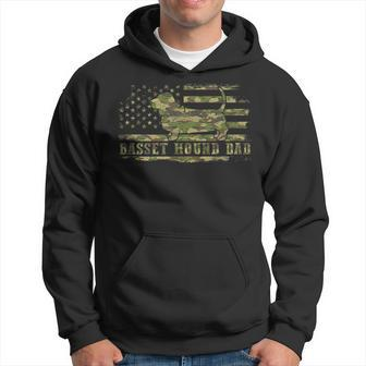 Basset Hound Dad Camouflage American Flag Patriotic Dog Hoodie | Mazezy