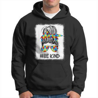Be Kind Autistic Autism Awareness Acceptance Messy Bun Girl Hoodie | Mazezy