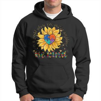 Be Kind Sunflower Autism Mom Dad Women Kids Autism Awareness Hoodie | Mazezy CA