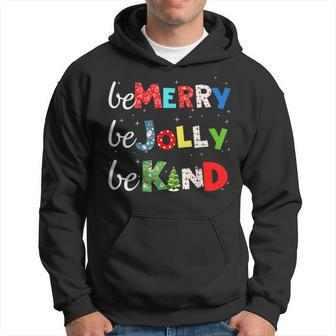Be Merry Be Jolly Be Kind Christmas Tree Family Christmas Men Hoodie Graphic Print Hooded Sweatshirt - Thegiftio UK