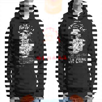 Be Nice To The Art Teacher Santa Is Watching Funny Christmas Men Hoodie Graphic Print Hooded Sweatshirt - Thegiftio