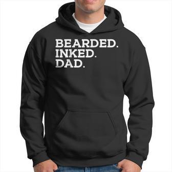 Bearded Inked Dad Funny Cool Jokes Fathers Day Men Hoodie - Thegiftio UK