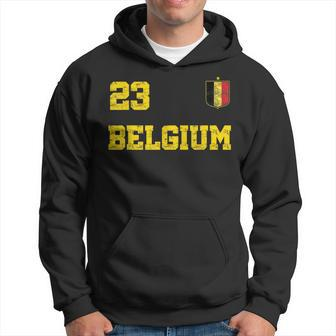 Belgium Soccer Jersey Number Twenty-Three Belgian Flag Men Hoodie Graphic Print Hooded Sweatshirt - Seseable