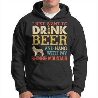 Bernese Mountain Dad Drink Beer Hang With Dog Funny Vintage Hoodie - Seseable