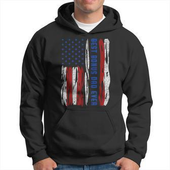 Best Bonus Dad Ever Us Flag Step Father Fathers Day Gift Gift For Mens Hoodie | Mazezy