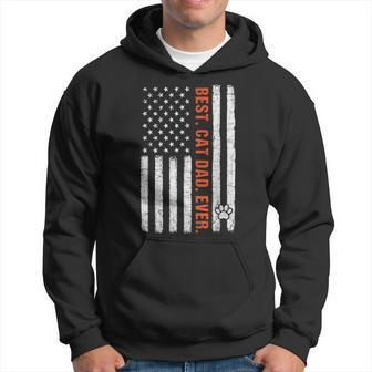 Best Cat Dad Ever American Flag Fathers Day Cat Lover Gift For Mens Hoodie - Seseable