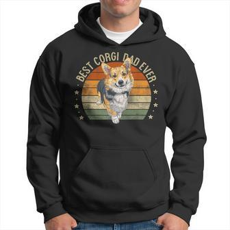 Best Corgi Dad Ever Retro Sunset Corgi Gifts Dog Daddy Gift For Mens Hoodie | Mazezy