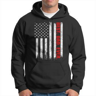 Best Dad Ever Usa Flag Fathers Day Firefighter Red Line Hoodie - Seseable