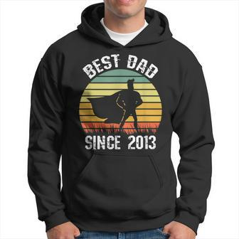 Best Dad Since 2013 Hero Super Father Birthday Retro Vintage Hoodie - Seseable