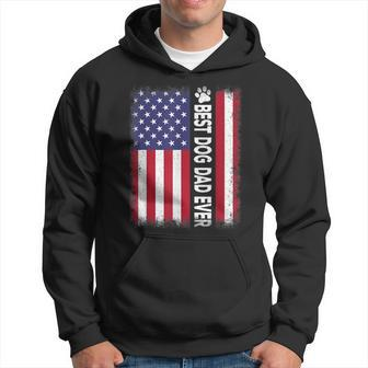 Best Dog Dad Ever American Flag Funny Daddy Father Dog Lover Hoodie - Seseable
