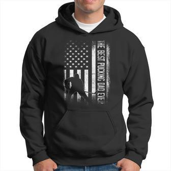 Best Pucking Dad Ever Vintage Usa Flag Hockey Fathers Day Gift For Mens Hoodie | Mazezy UK