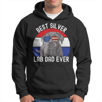Best Silver Lab Dad Ever Vintage Patriotic American Flag Men Hoodie - Thegiftio UK