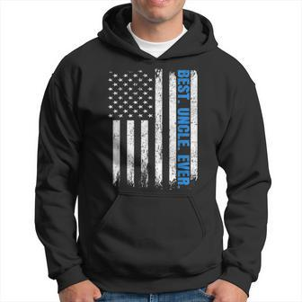Best Uncle Ever Usa Flag Fathers Day Police Blue Line V2 Hoodie - Seseable