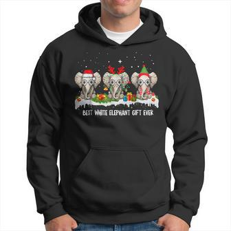 Best White Elephant Gift Ever Lights Santa Hat Funny Xmas Men Hoodie Graphic Print Hooded Sweatshirt - Thegiftio UK