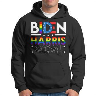 Biden Harris 2024 Rainbow Flag Gay Pride Lgbt Democrat V2 Hoodie - Thegiftio UK