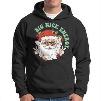 Big Nick Energy Vintage Christmas Hippie Santa Claus Men Hoodie Graphic Print Hooded Sweatshirt - Seseable