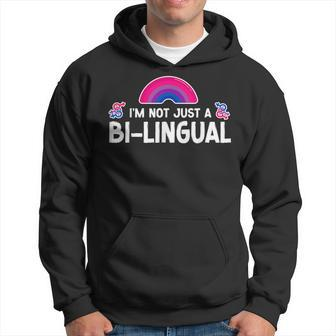 Bisexual Bi Pride Flag Pun Im Not Just Bi-Lingual Men Hoodie Graphic Print Hooded Sweatshirt - Seseable