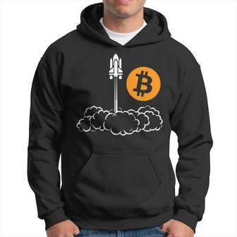Bitcoin To The Moon Rocket Space Shuttle Hodl Pun Hoodie - Seseable