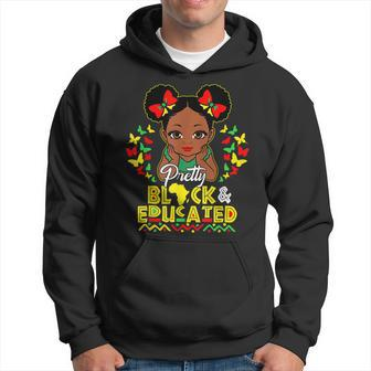 Black History Month Pretty Black And Educated Queen Girls Hoodie - Seseable