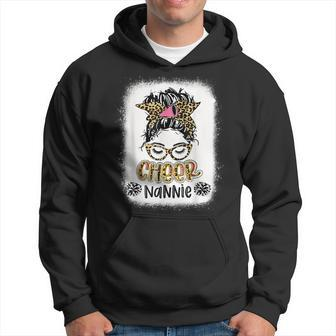 Bleached Cheer Nannie Leopard Print Messy Bun Cheerleader Men Hoodie Graphic Print Hooded Sweatshirt - Seseable
