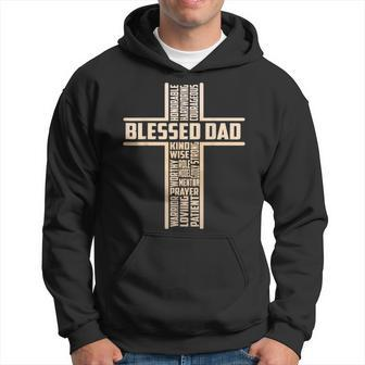 Blessed Dad Fathers Day Cross Christian Papa Pop Husband Hoodie - Thegiftio UK