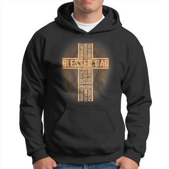 Blessed Dad Lion Christian Cross Fathers Day Papa Husband Hoodie - Seseable