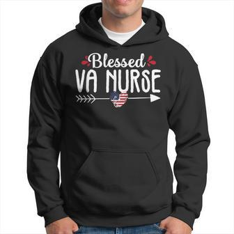 Blessed Va Nurse Cute Rn Veteran Nursing Gift Women Men Hoodie Graphic Print Hooded Sweatshirt - Seseable