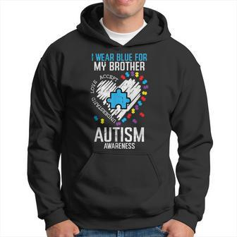 Blue For My Brother Autism Awareness Family Sister Sibling Hoodie - Thegiftio UK