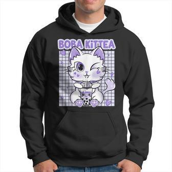 Boba Tea Women Lavender Kittea Kawaii Cat Japanese Hoodie - Seseable