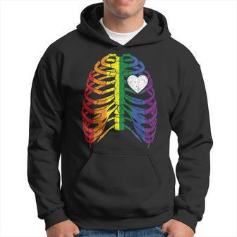 Body Skeleton Heart Rainbow Gay Pride Lgbtq Lgbt Pride Month Men Hoodie Graphic Print Hooded Sweatshirt - Thegiftio UK