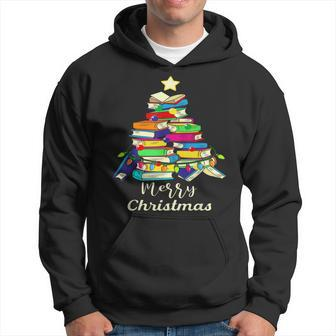 Book Lover Christmas Tree Library Books Xmas Tree Men Hoodie - Thegiftio UK