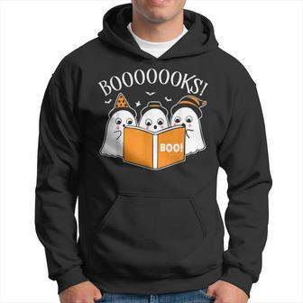 Booooks Ghost Halloween Teacher Book Library Reading Men Hoodie - Thegiftio UK
