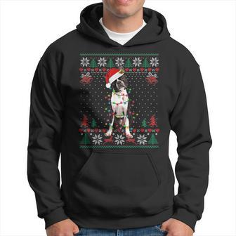 Boston Terrier Dog Christmas Tree Lights Xmas Ugly Sweater Men Hoodie Graphic Print Hooded Sweatshirt - Thegiftio UK