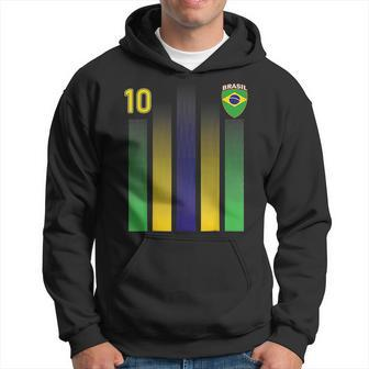 Brazil 10 Soocer Jersey Brazil Football Fan Soccer V2 Men Hoodie Graphic Print Hooded Sweatshirt - Thegiftio UK