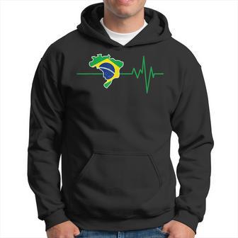 Brazil Heartbeat Proud Brazilian National Team Men Hoodie Graphic Print Hooded Sweatshirt - Seseable