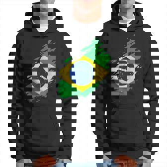 Brazil Ripped Flag National Pride Football Fans Brazil Flag V2 Men Hoodie - Thegiftio