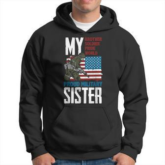 Brother My Soldier Hero Proud Military Sister - Gift Veteran Men Hoodie Graphic Print Hooded Sweatshirt - Seseable
