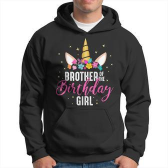 Brother Of The Birthday Girl Sibling Gift Unicorn Birthday Hoodie | Mazezy UK
