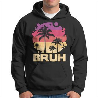 Bruh Retro Sunset Men Hoodie Graphic Print Hooded Sweatshirt - Seseable