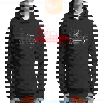 Buffalo Red Plaid Hearts Pickup Truck Cute Valentines Day Hoodie | Mazezy