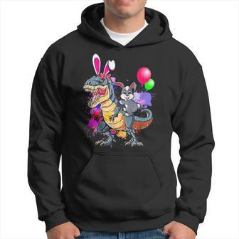 Bunny Riding T Rex Dinosaur Funny Easter Day Gift Hoodie - Seseable